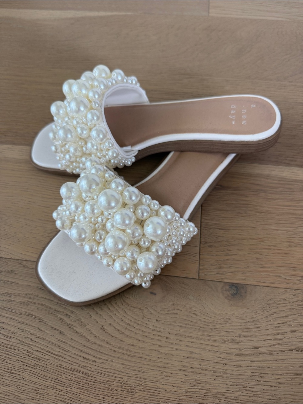 a new day Pearl Embellished Slide Mules - Ivory
